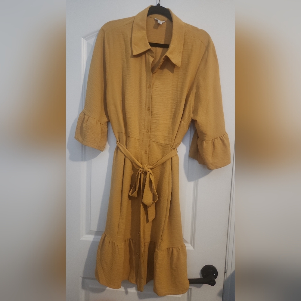 Cato Yellow Puff Sleeve Wrap Dress